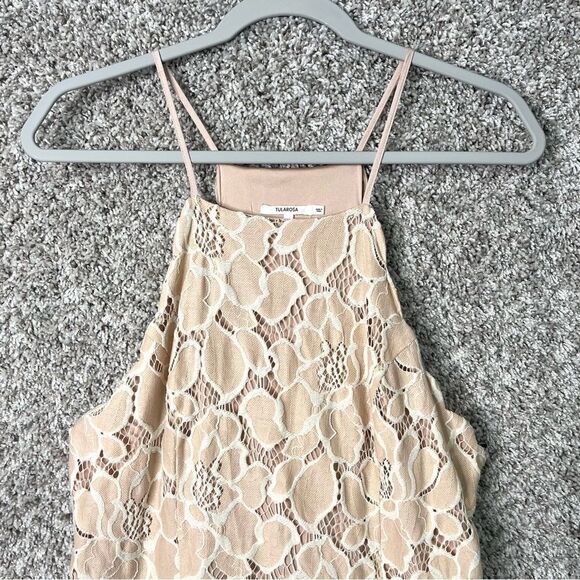 Tularosa Dress Women’s Large Cyrus Beige Tan Floral Lace Sleeveless Halter NWT - Picture 4 of 9